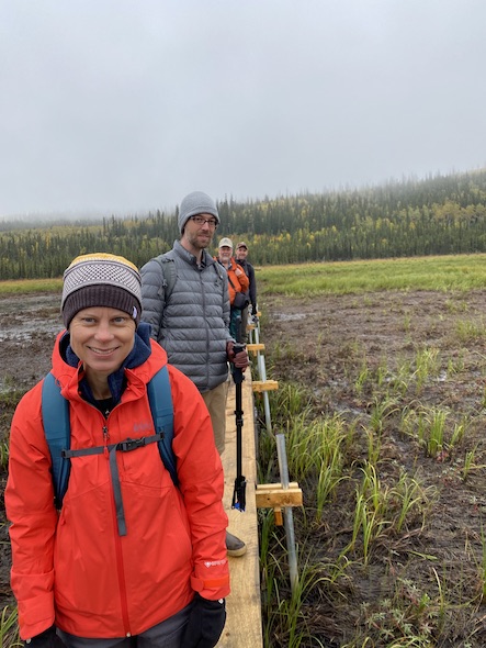 Polar Explorer team on boardwalk at Bonanza Creek LTER